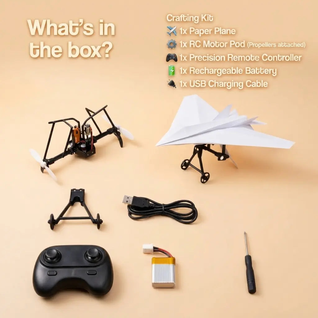 DIY Motorized Remote Control Paper Airplane Flying Toy