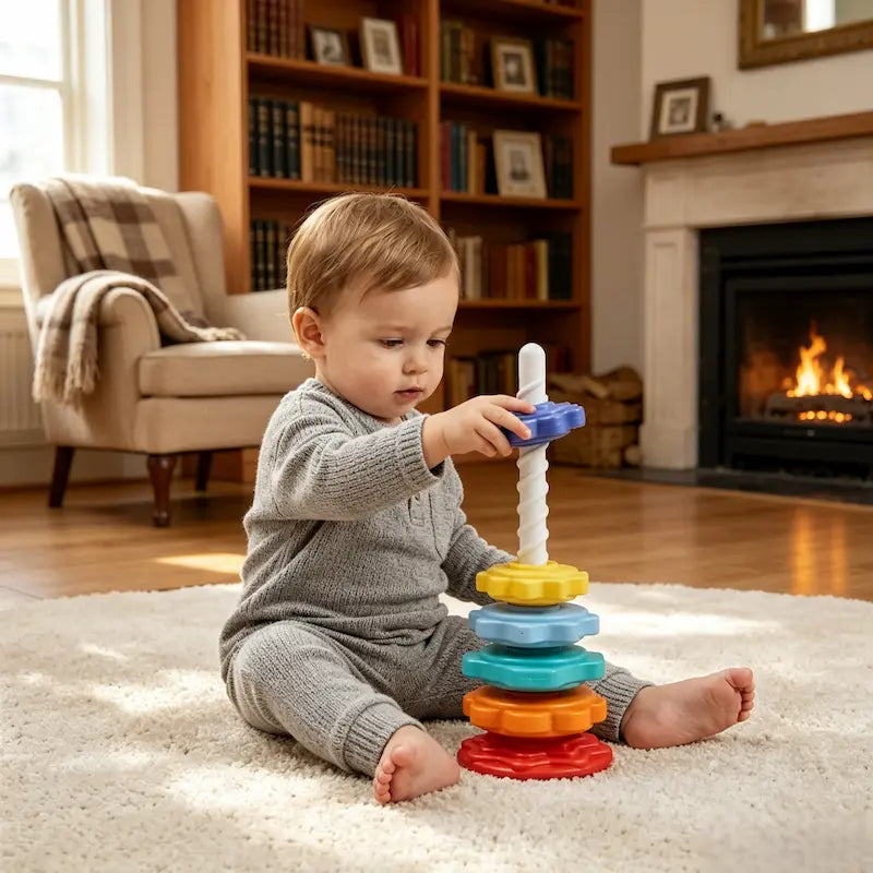 Rainbow Spinning Tower | Montessori Fine Motor Skill Toy