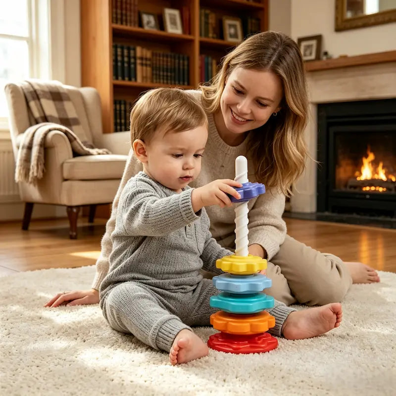 Rainbow Spinning Tower | Montessori Fine Motor Skill Toy
