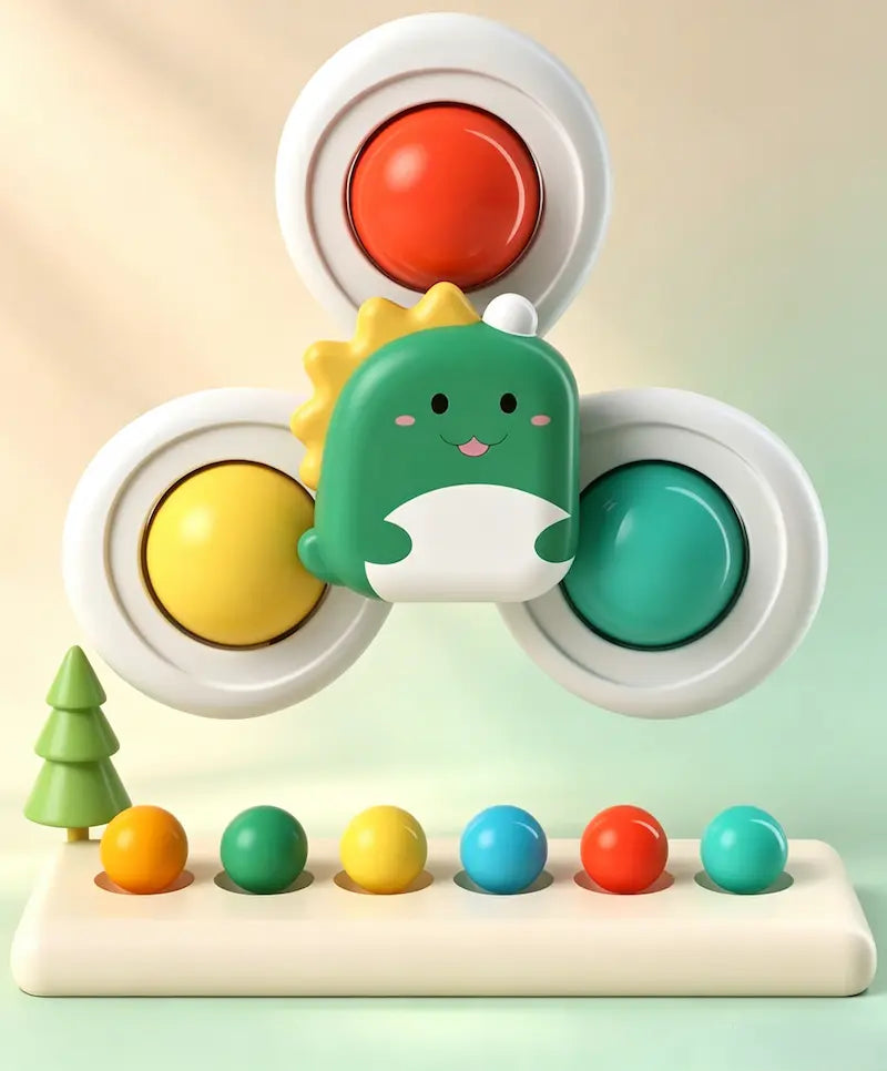 Baby Suction Cup Spinner Toys - 3-Pack Sensory & Bath Toys